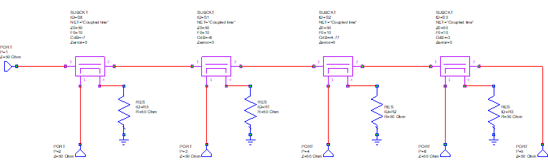 Serial coupled combiner